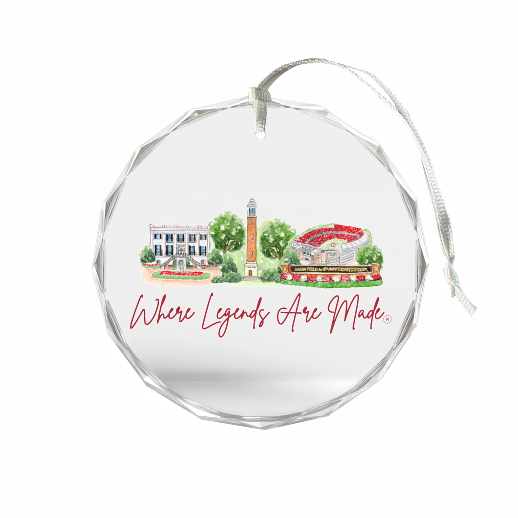 Alabama Landmark Glass Ornament