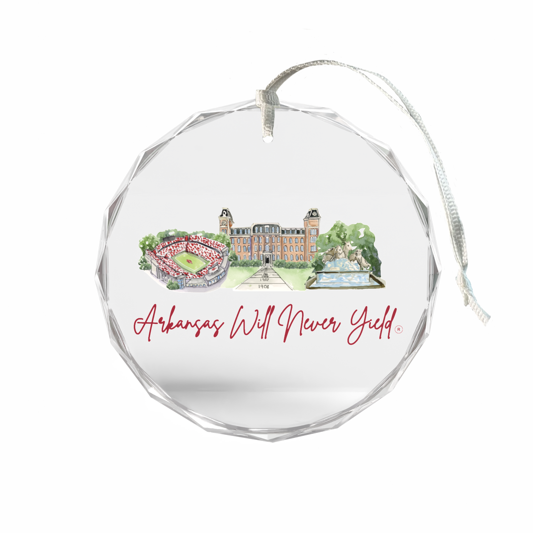 Arkansas Landmark Glass Ornament