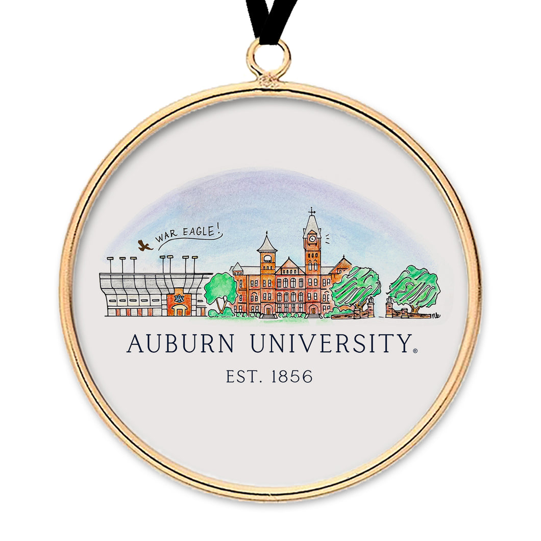 Auburn Skyline Brass & Glass Ornament