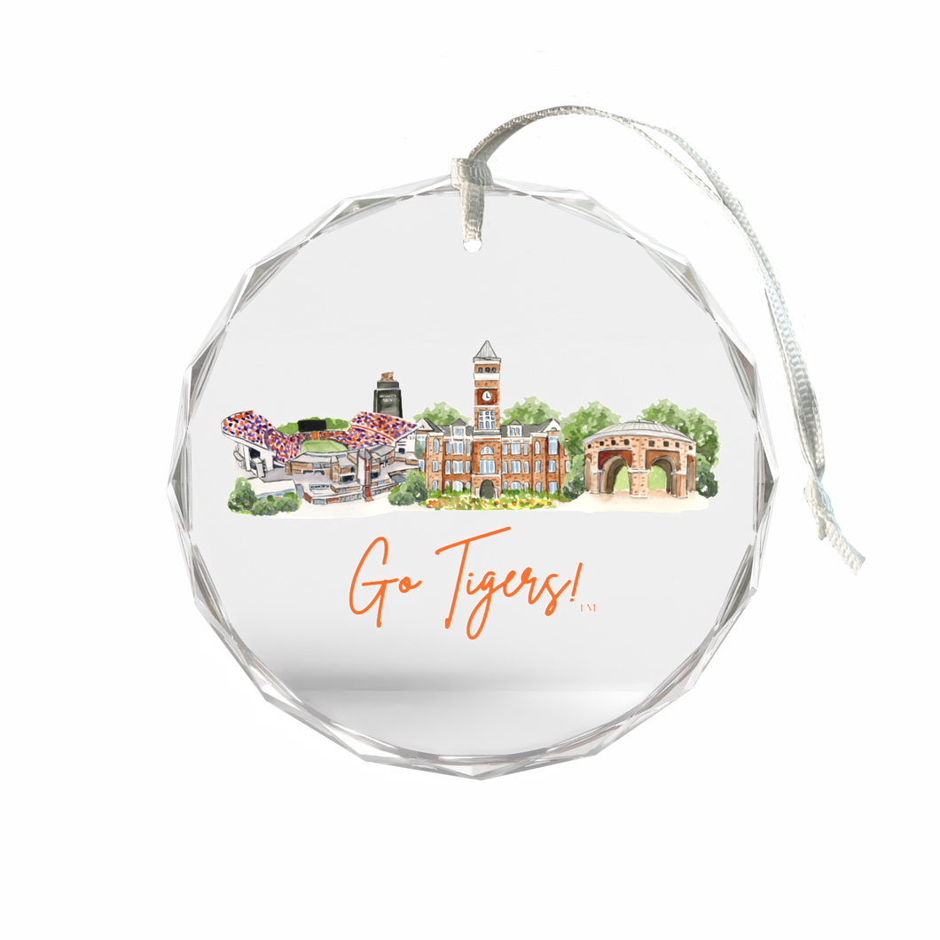 Clemson Landmark Glass Ornament