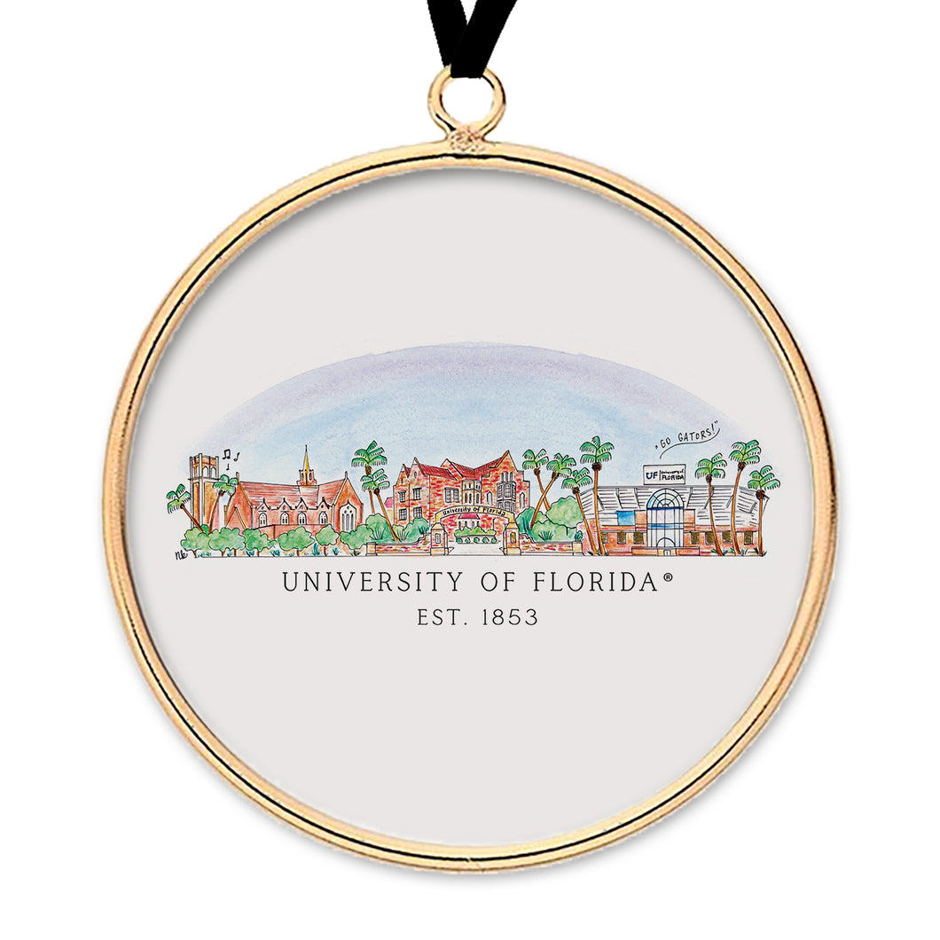 Florida Skyline Brass & Glass Ornament