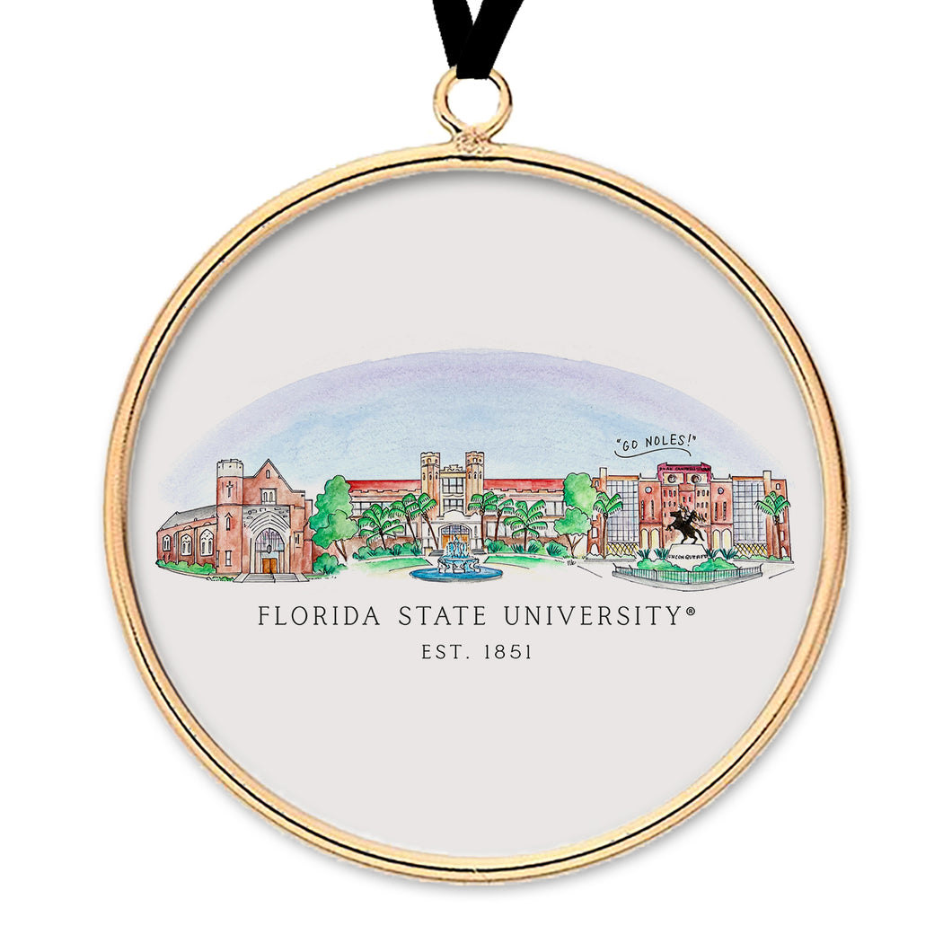 Florida State Skyline Brass & Glass Ornament
