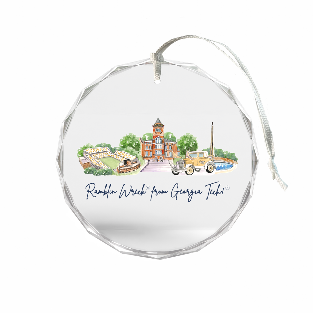 Georgia Tech Landmark Glass Ornament