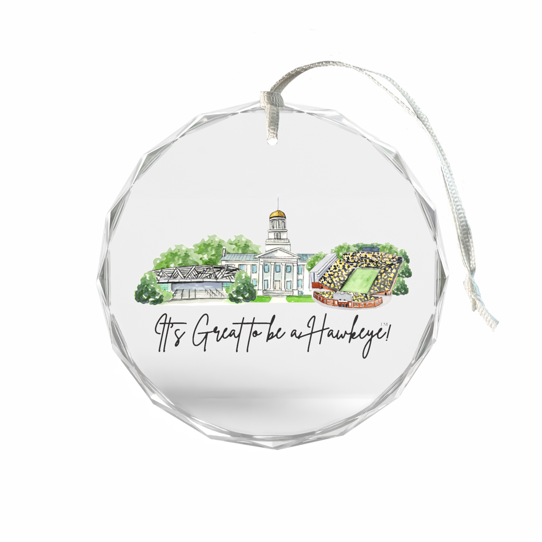 Iowa Landmark Glass Ornament