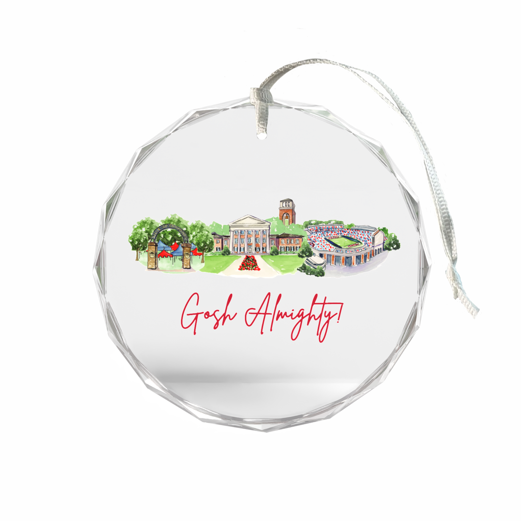 Ole Miss Landmark Glass Ornament