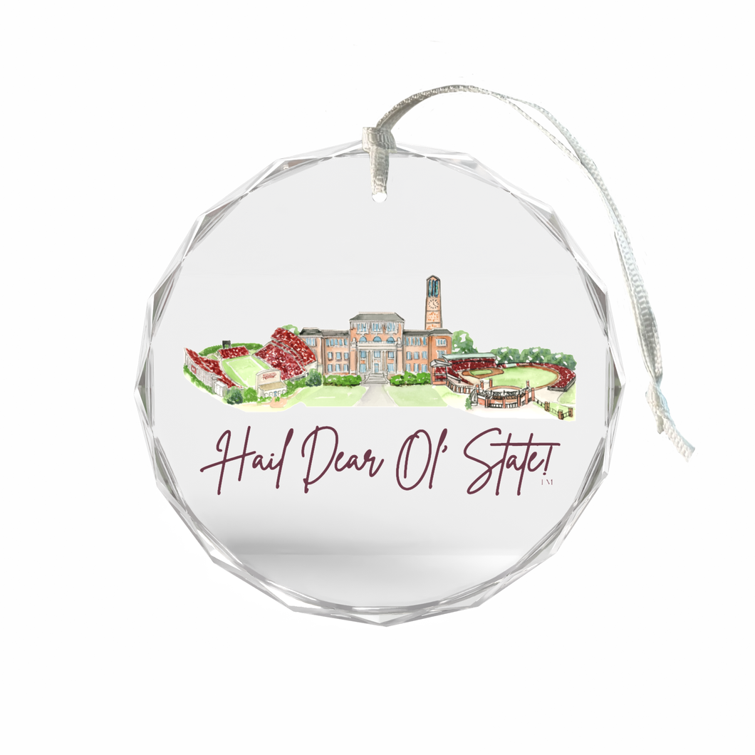 Mississippi State Landmark Glass Ornament