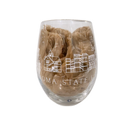Oklahoma State Skyline Wine Glass