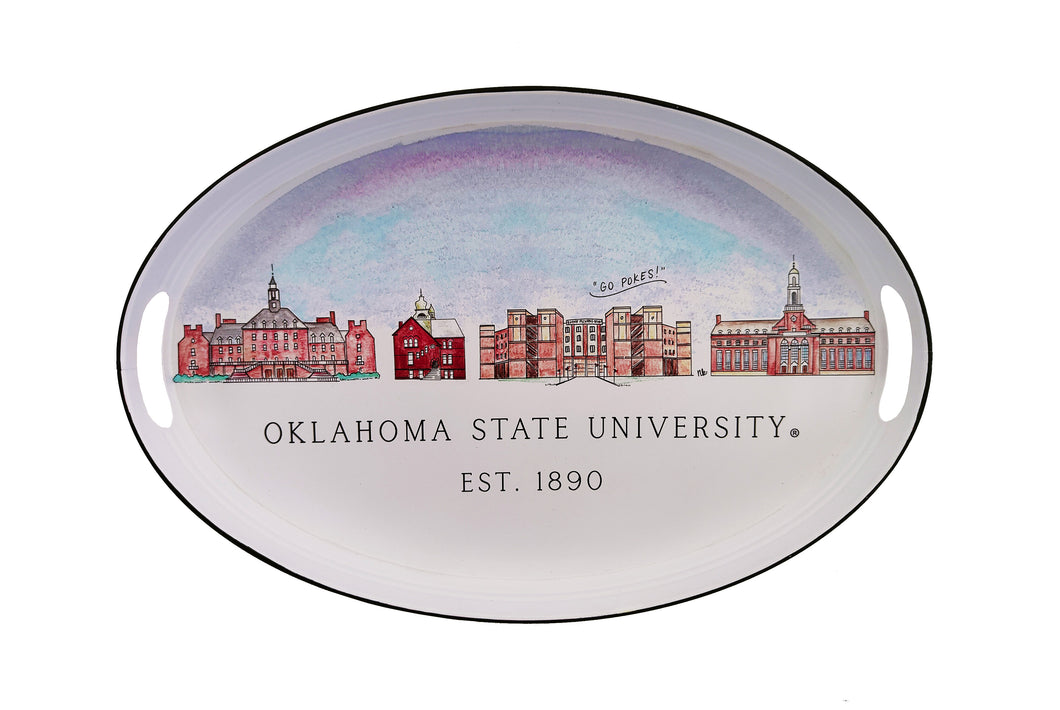 Oklahoma State Skyline Oval Tray