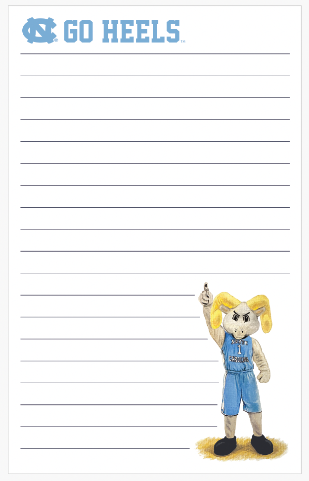 UNC Mascot 5x8 Notepad