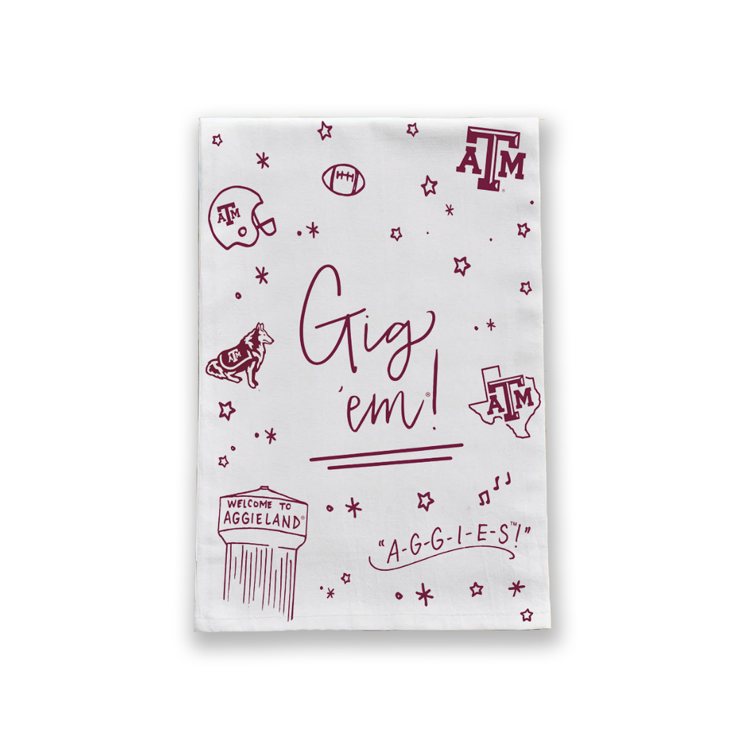 Texas A&M Confetti Tea Towel