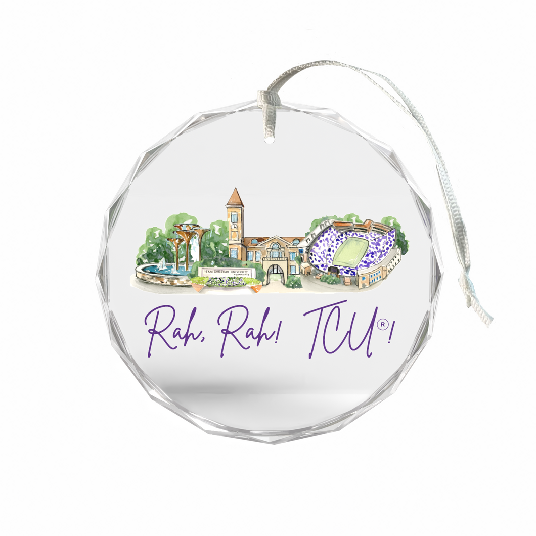 TCU Landmark Glass Ornament