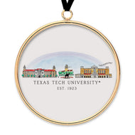 Texas Tech Skyline Brass & Glass Ornament