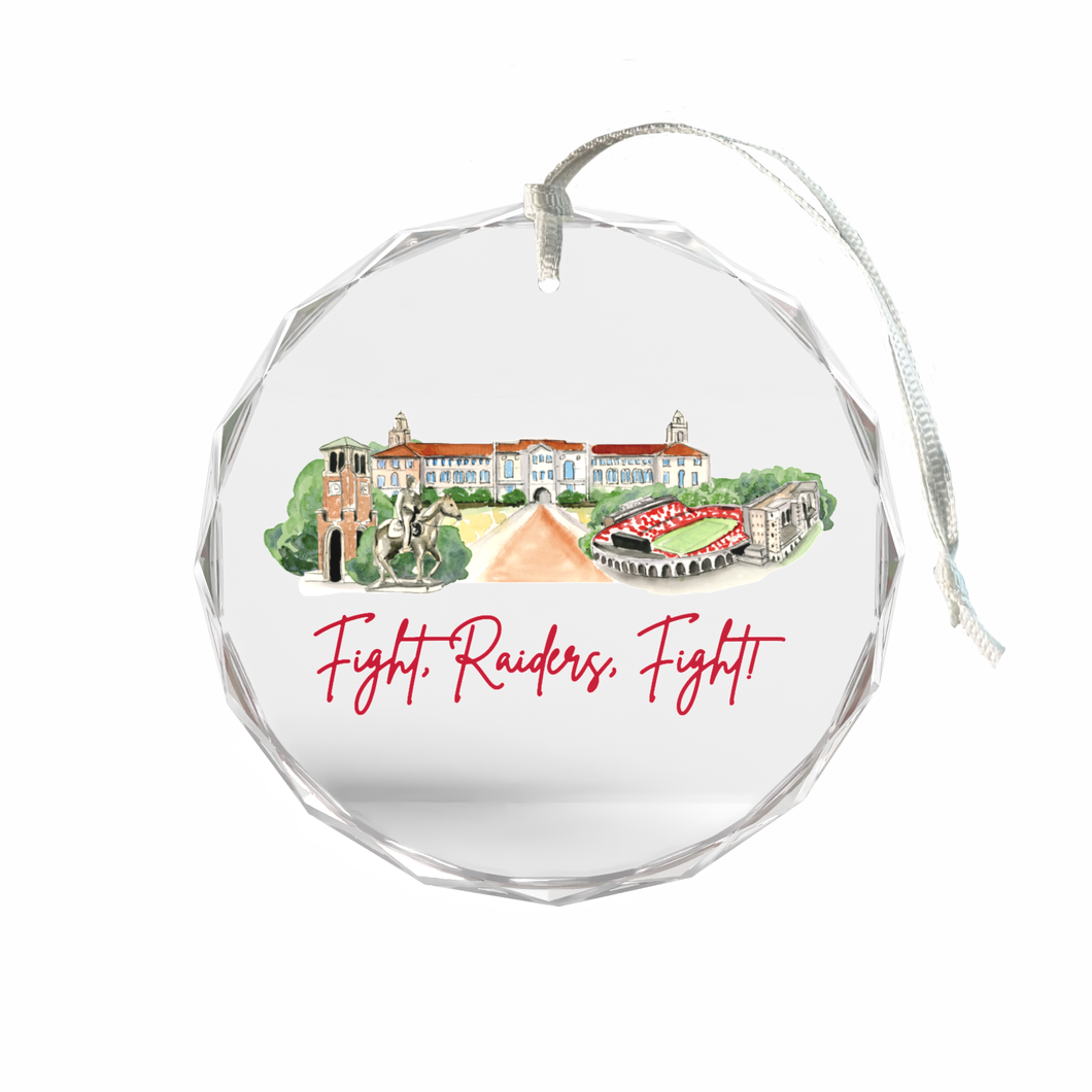 Texas Tech Landmark Glass Ornament
