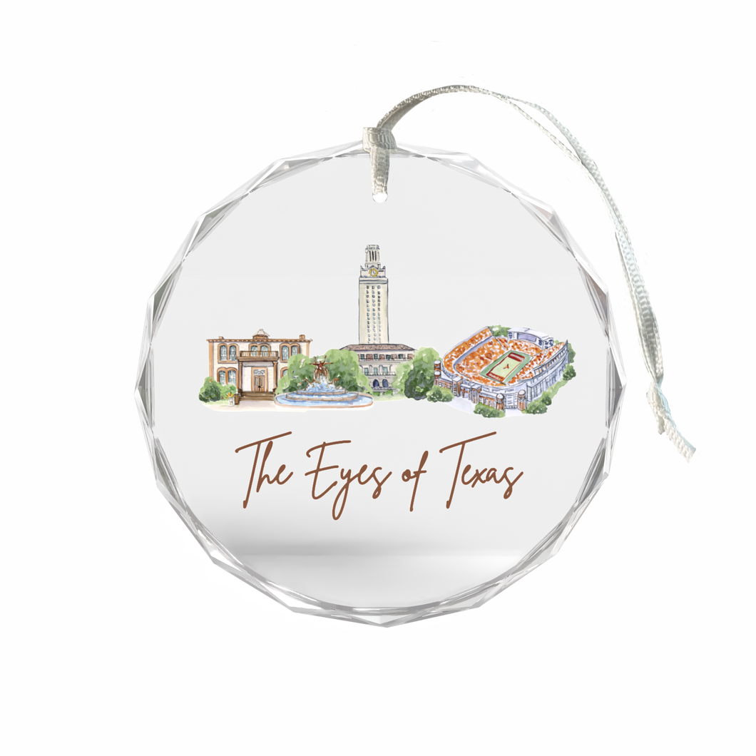 Texas Landmark Glass Ornament