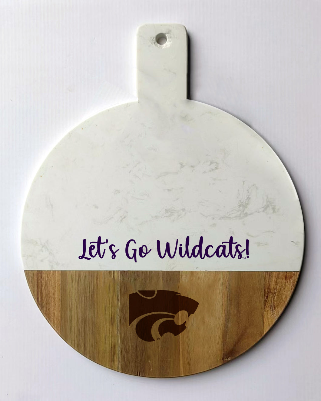 Kansas State Spirit Marble and Wood Charcuterie Board