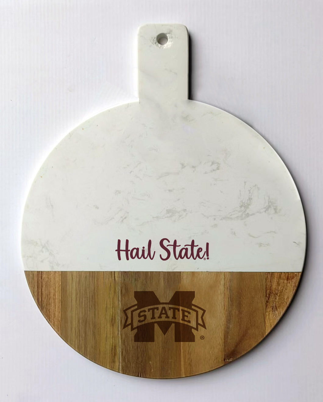 Mississippi State Spirit Marble and Wood Charcuterie Board