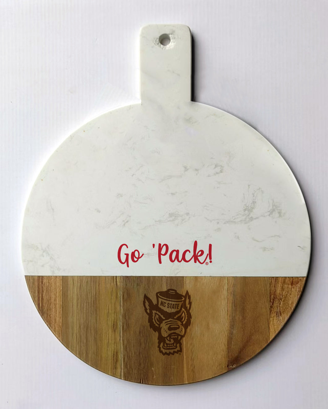 NC State Spirit Marble and Wood Charcuterie Board