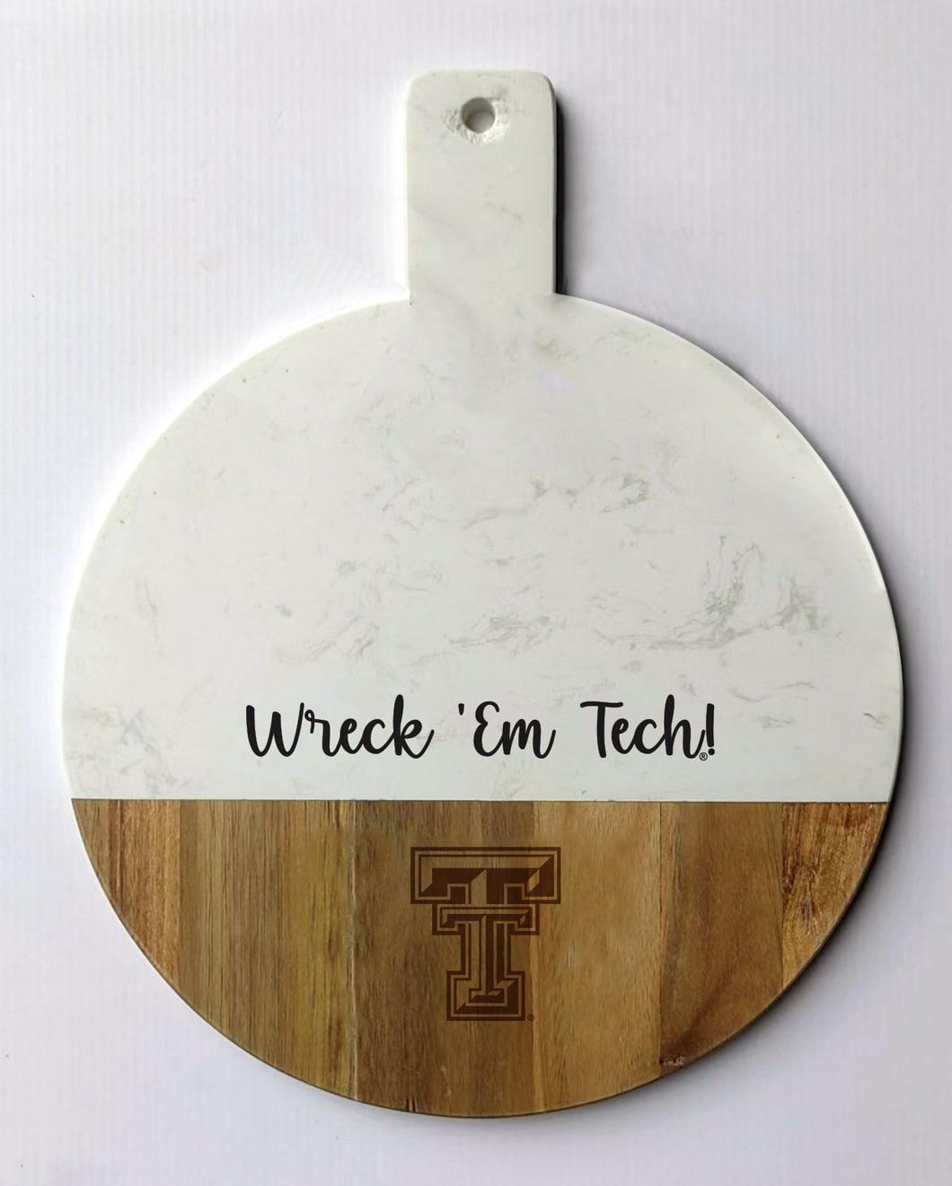 Texas Tech Spirit Marble and Wood Charcuterie Board