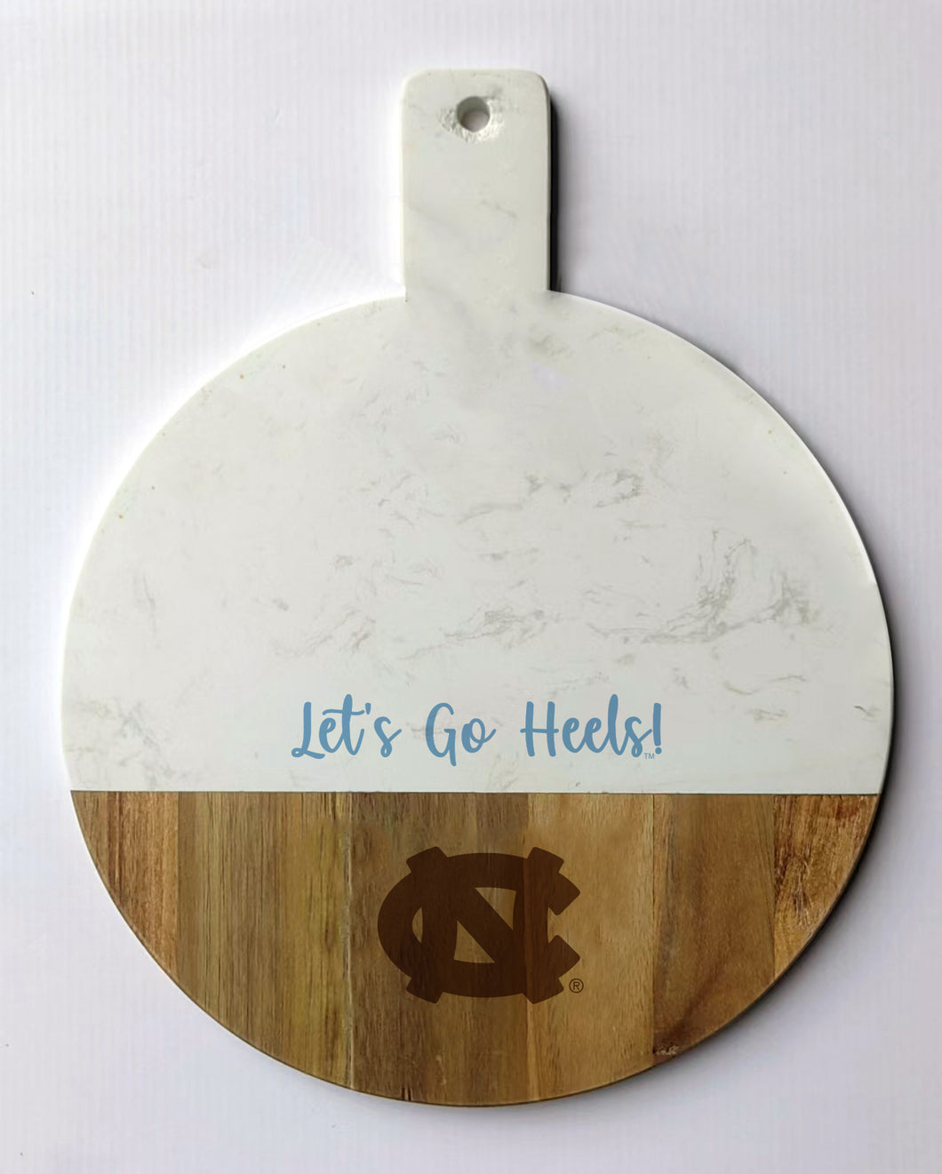 UNC Spirit Marble and Wood Charcuterie Board