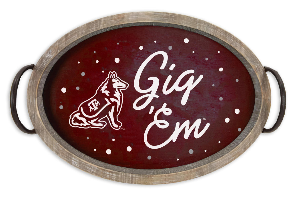 Texas A&M Spirit Wood Oval Tray