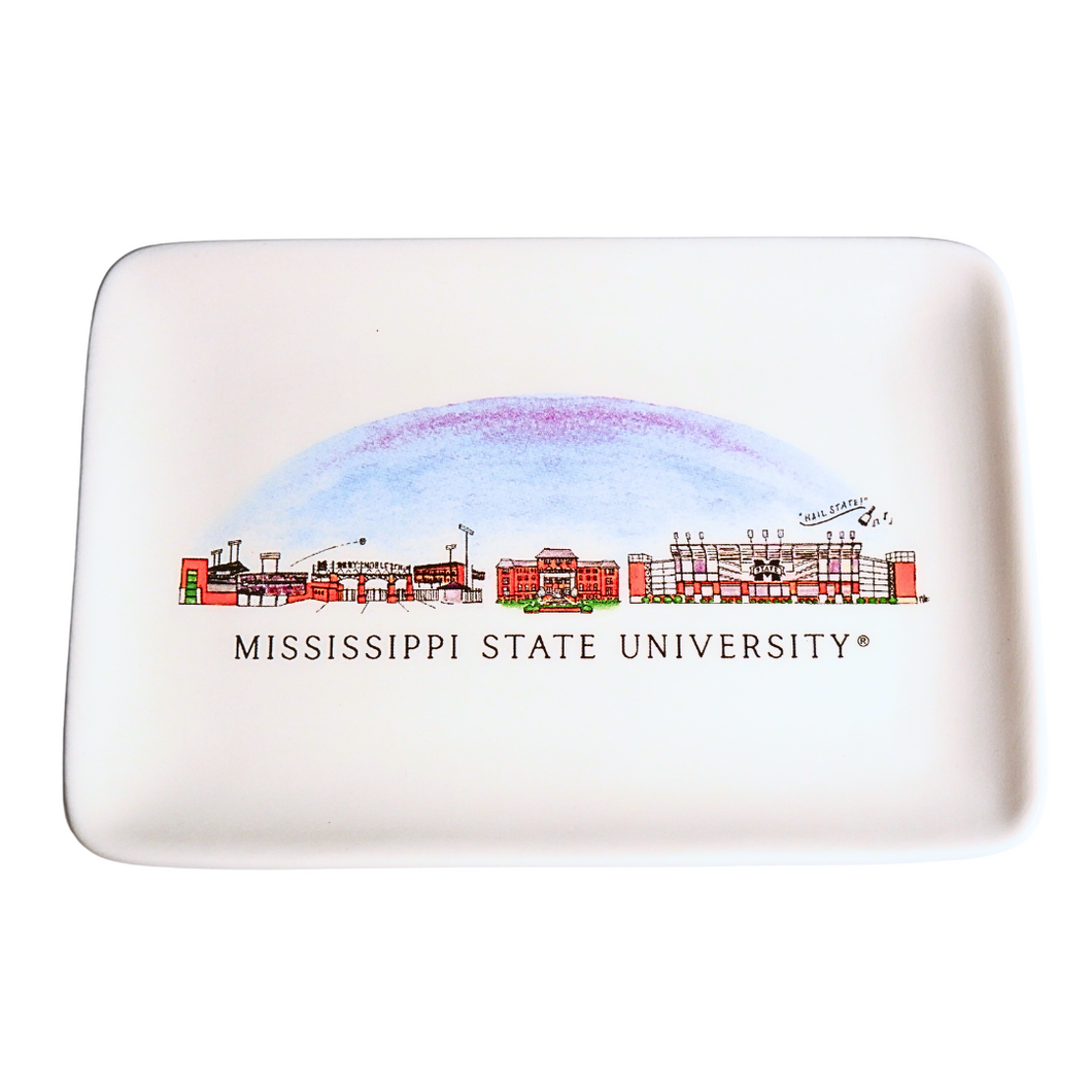 Mississippi State Skyline Ceramic Trinket Tray