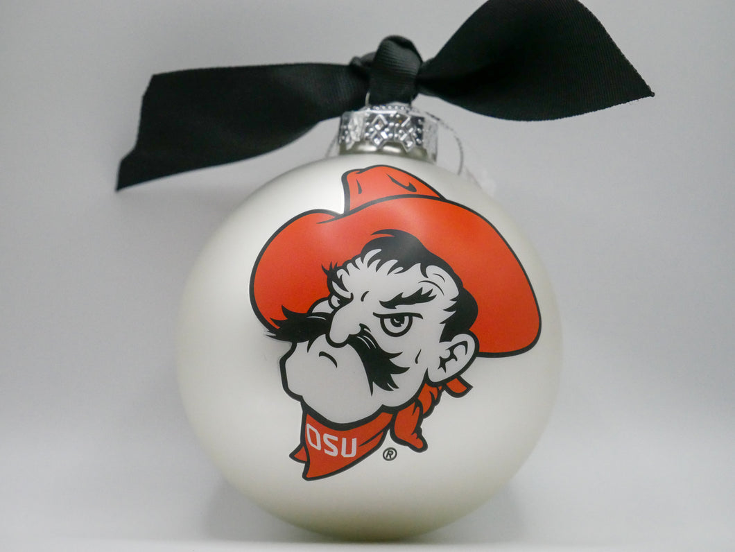 Oklahoma State Mascot Glass Ball Ornament