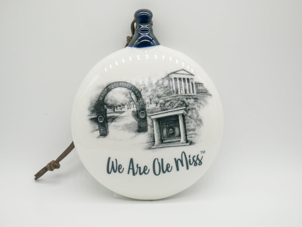 Ole Miss Campus Ceramic Puff Ornament