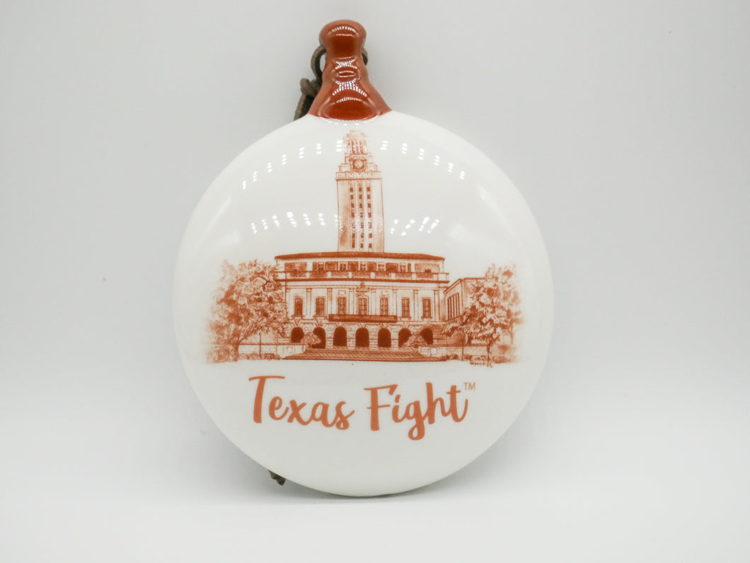 Texas Campus Ceramic Puff Ornament