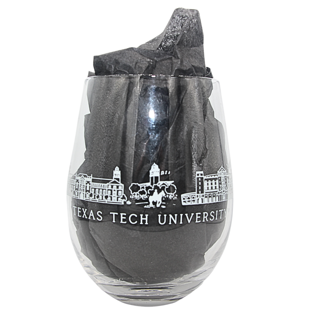 Texas Tech Skyline Wine Glass