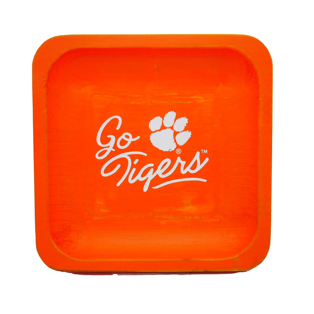 Clemson Spirit Wood Trinket Tray