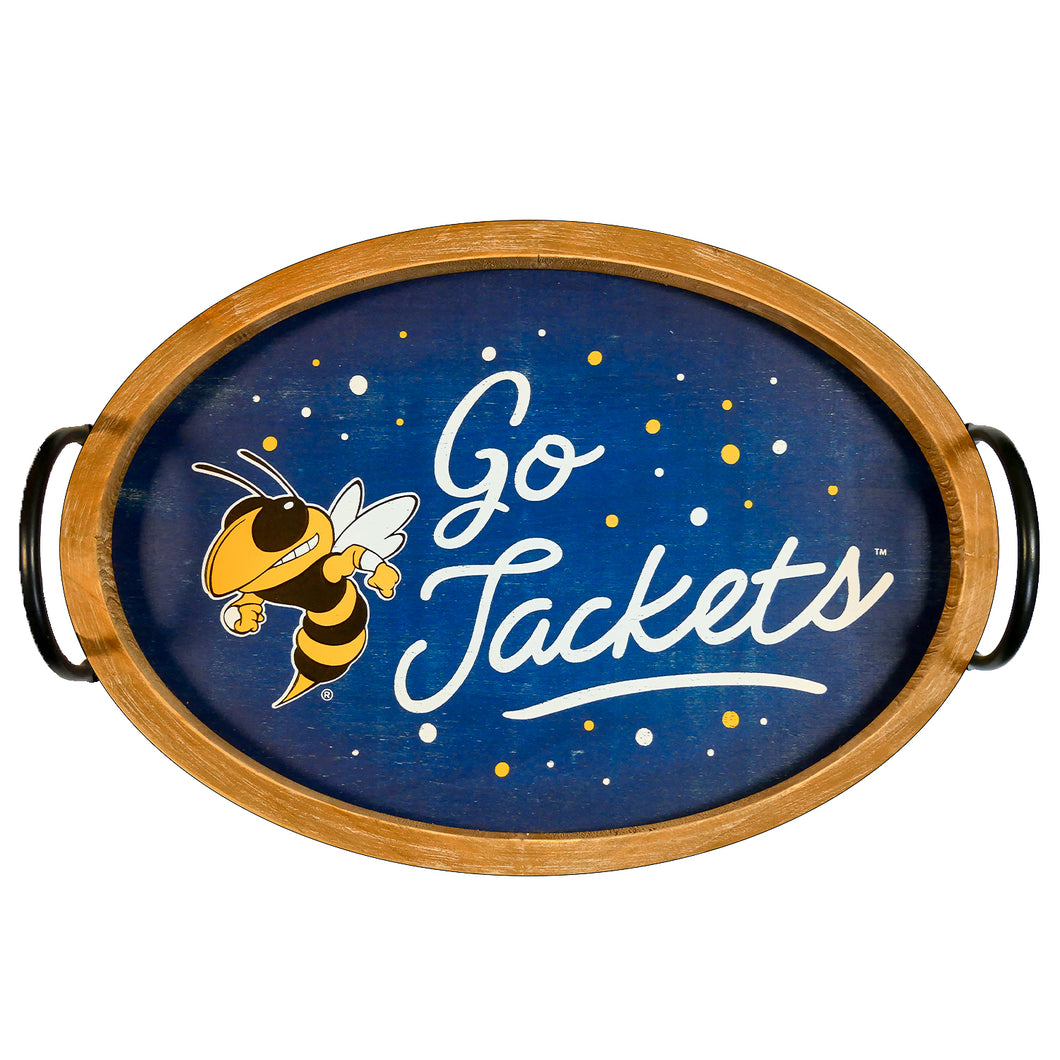 Georgia Tech Spirit Wood Oval Tray