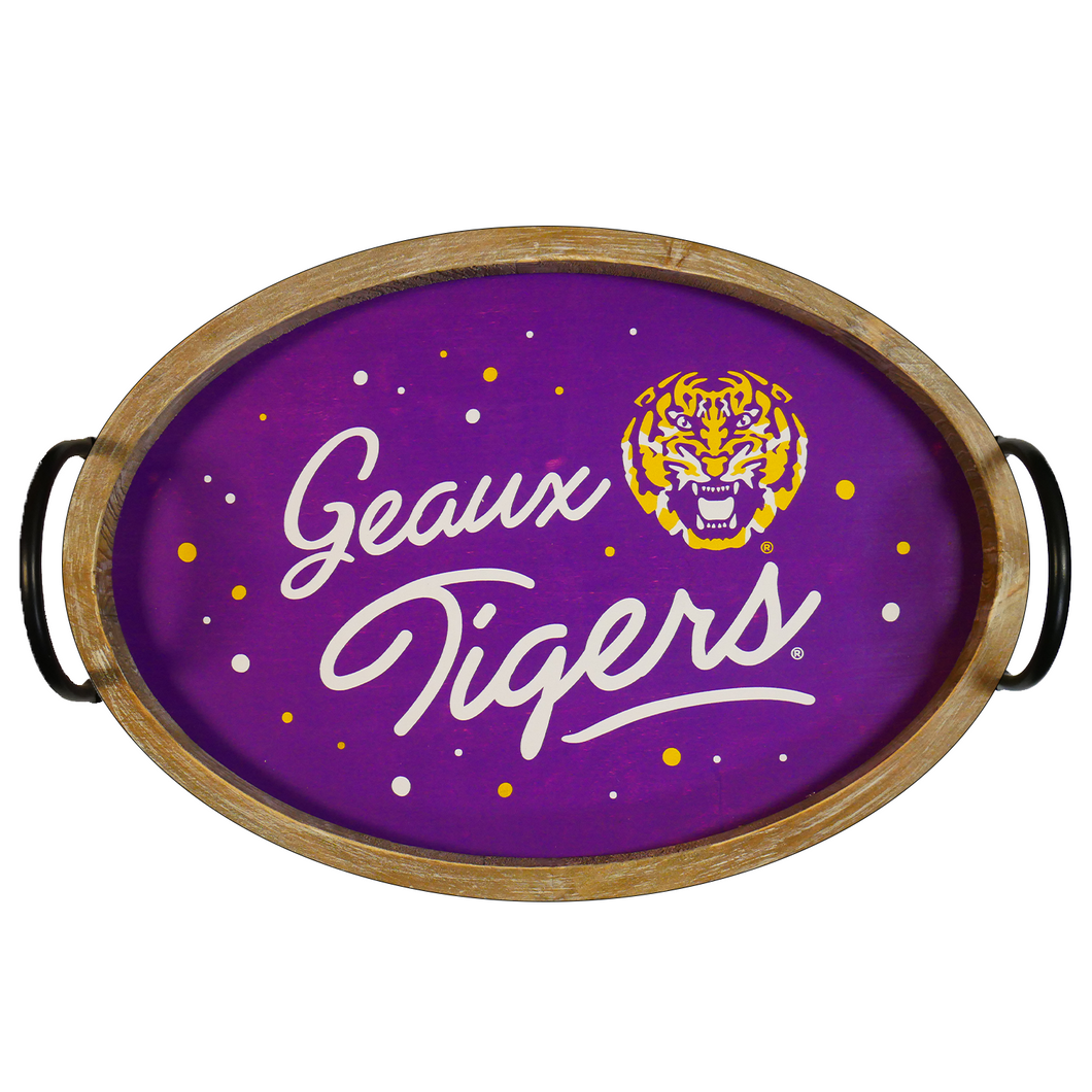 LSU Spirit Wood Oval Tray