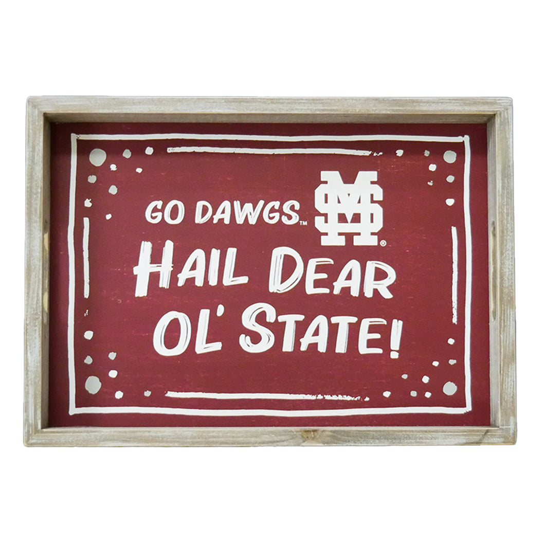 Miss State Spirit Wood Rectangle Tray