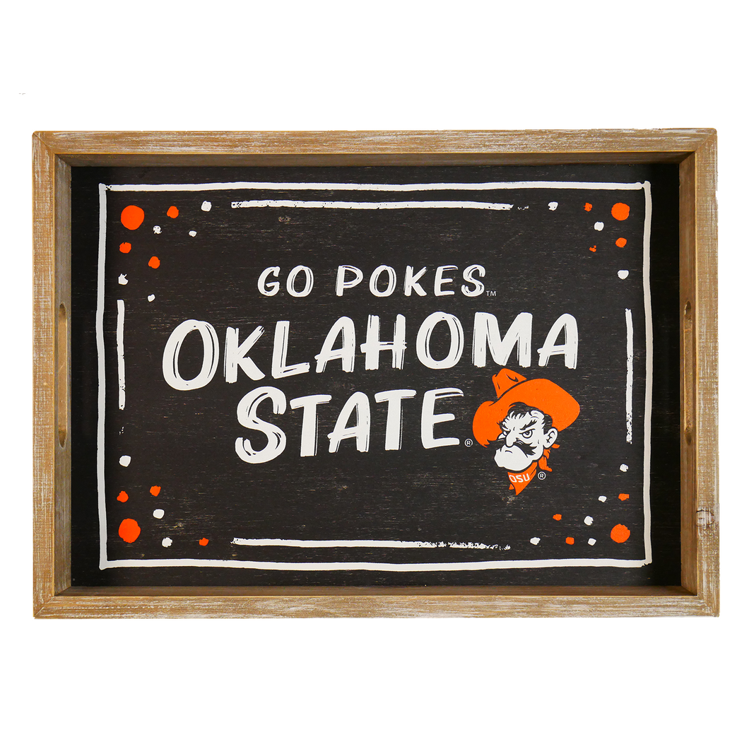 Oklahoma State Spirit Wood Rectangle Tray